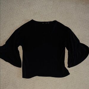 Chic Black Bell Sleeve Top